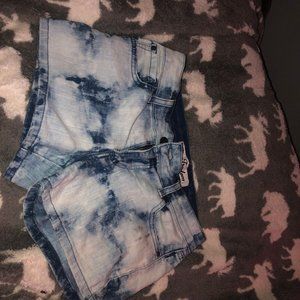 Denim Bleach Washed Shorts